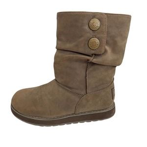Skechers Keepsake Brown Button Faux Fur Lined Comfort Winter Slouchy Boots 6